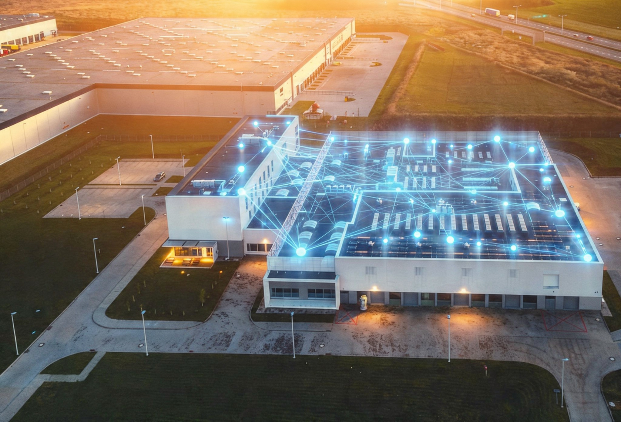 Industrial specialists discussing an operation on a factory floor.